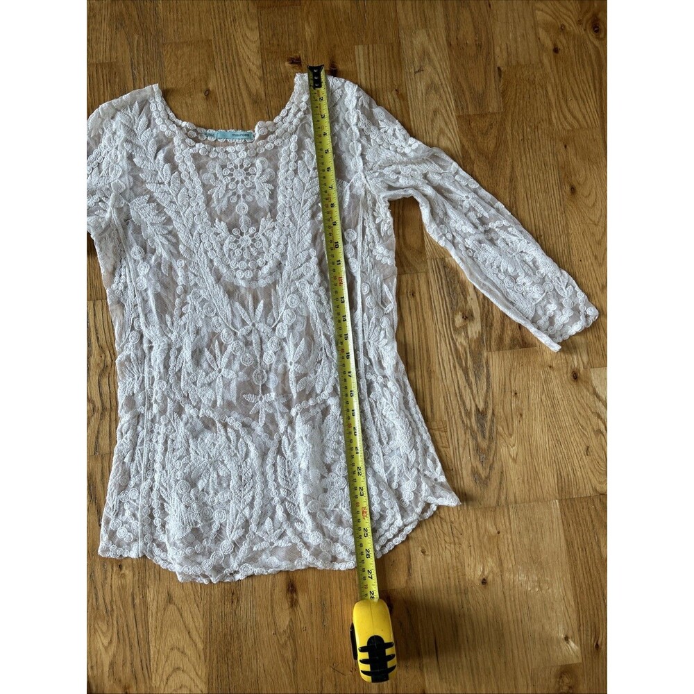 Maurices Womens S Beige Sheer Open Lace Crochet Top Cover Up Whimsycore Boho - Picture 7 of 11